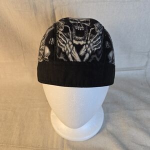 Hot Leathers Skull Cap Bandana Black Gray Skull Motorcycle Head Wrap Biker